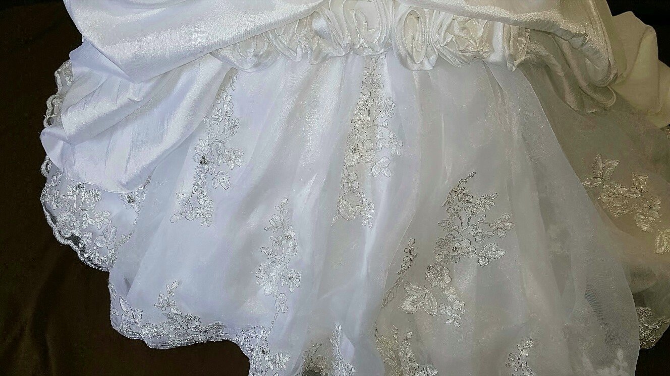 white flower girl dress with train